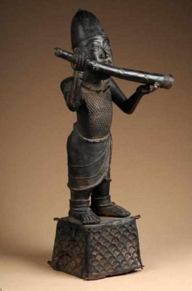 Appraisal: West African Royal Musician Figure Description From Benin Circa to