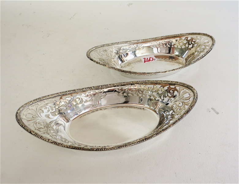 Appraisal: PAIR STERLING SILVER OVAL BONBON DISHES by Fuchs Beiderhase -