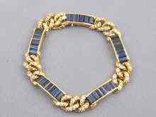 Appraisal: A French hallmarked ct gold sapphire and diamond bracelet set