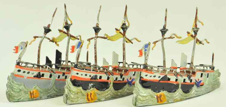 Appraisal: LOT OF THREE HEYDE SHIPS AT SEA Germany hand painted