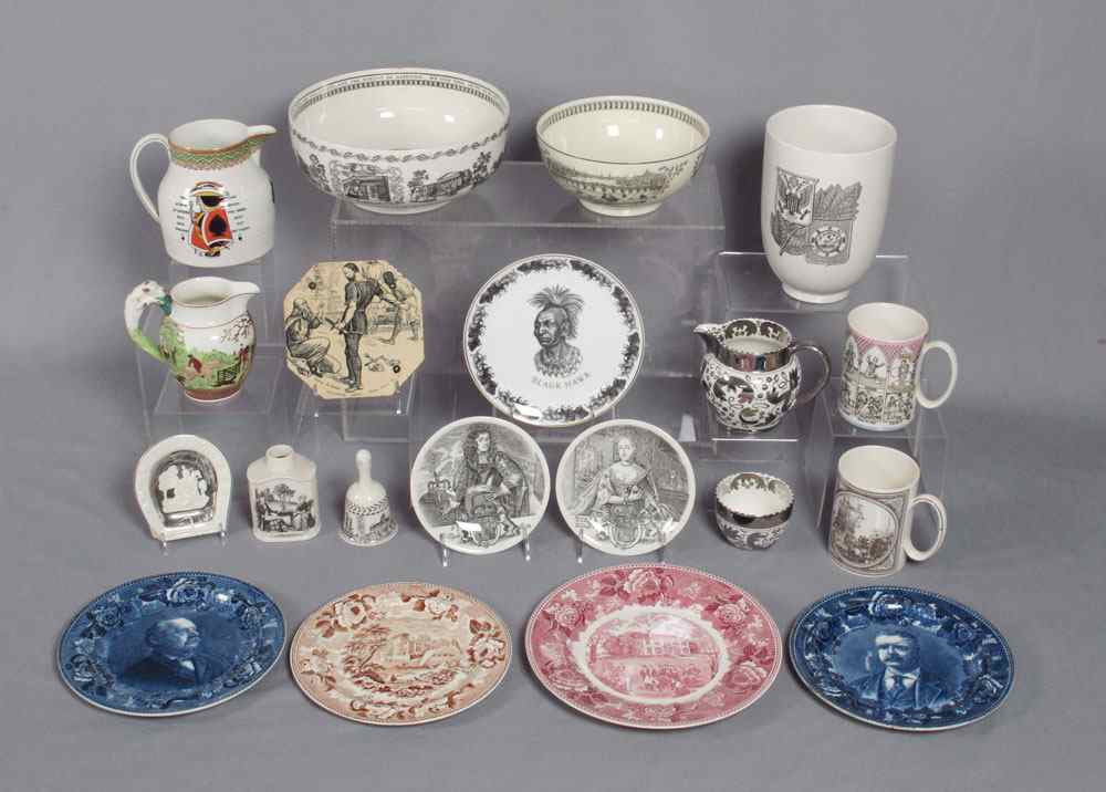 Appraisal: GROUP WEDGWOOD TRANSFERWARE Approx pieces to include Blue transfer plates