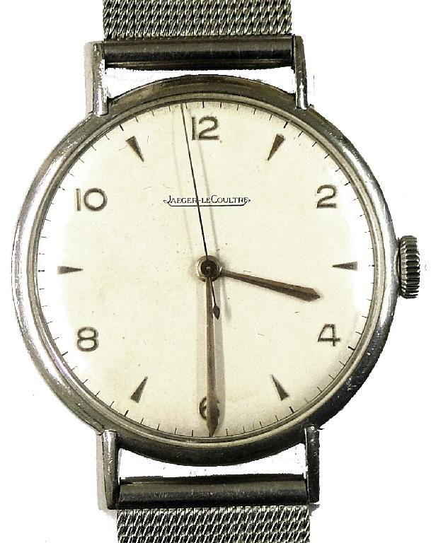 Appraisal: Jaeger Le Coultre large stainless steel gentleman's wristwatch the silvered