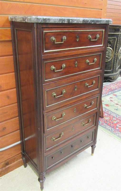 Appraisal: LOUIS XV STYLE MAHOGANY LINGERIE CHEST French th century having