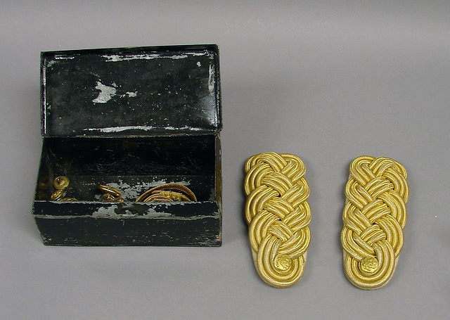 Appraisal: Pair of braided shoulder boards by Brirox Housed in Japanned