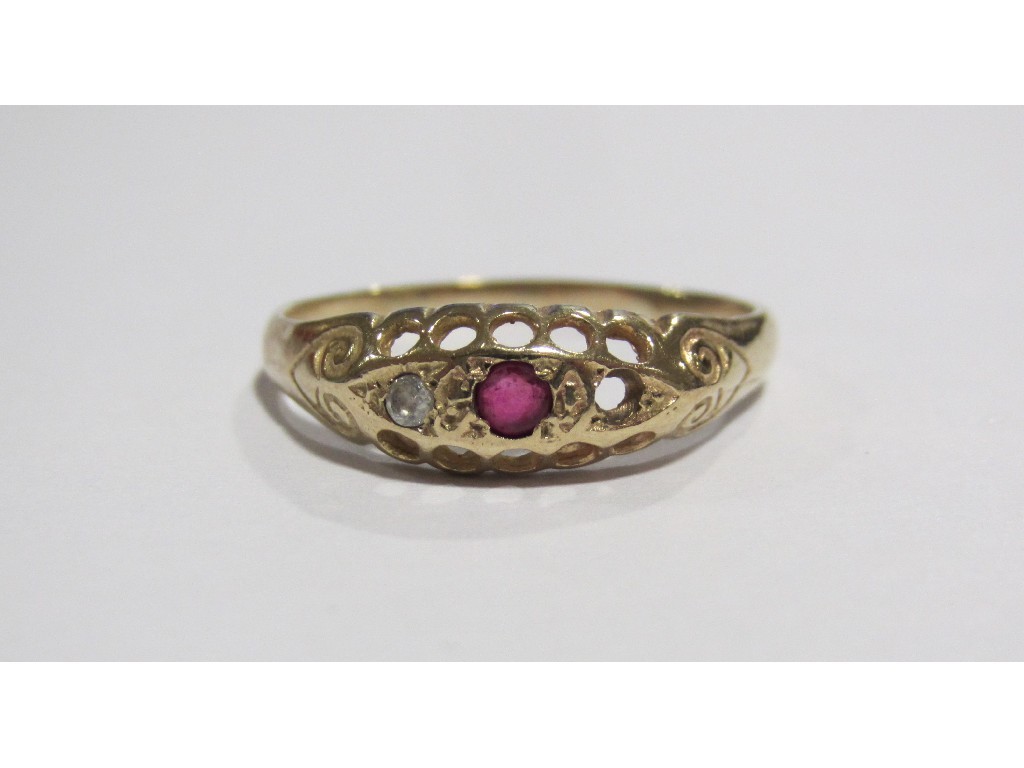 Appraisal: Edwardian ct gold ruby and diamond set dress ring one