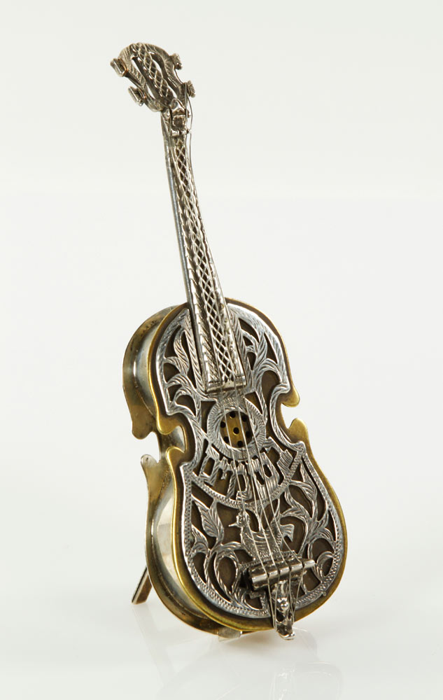 Appraisal: - Miniature Judaica Sterling and Brass Guitar Miniature Judaica guitar