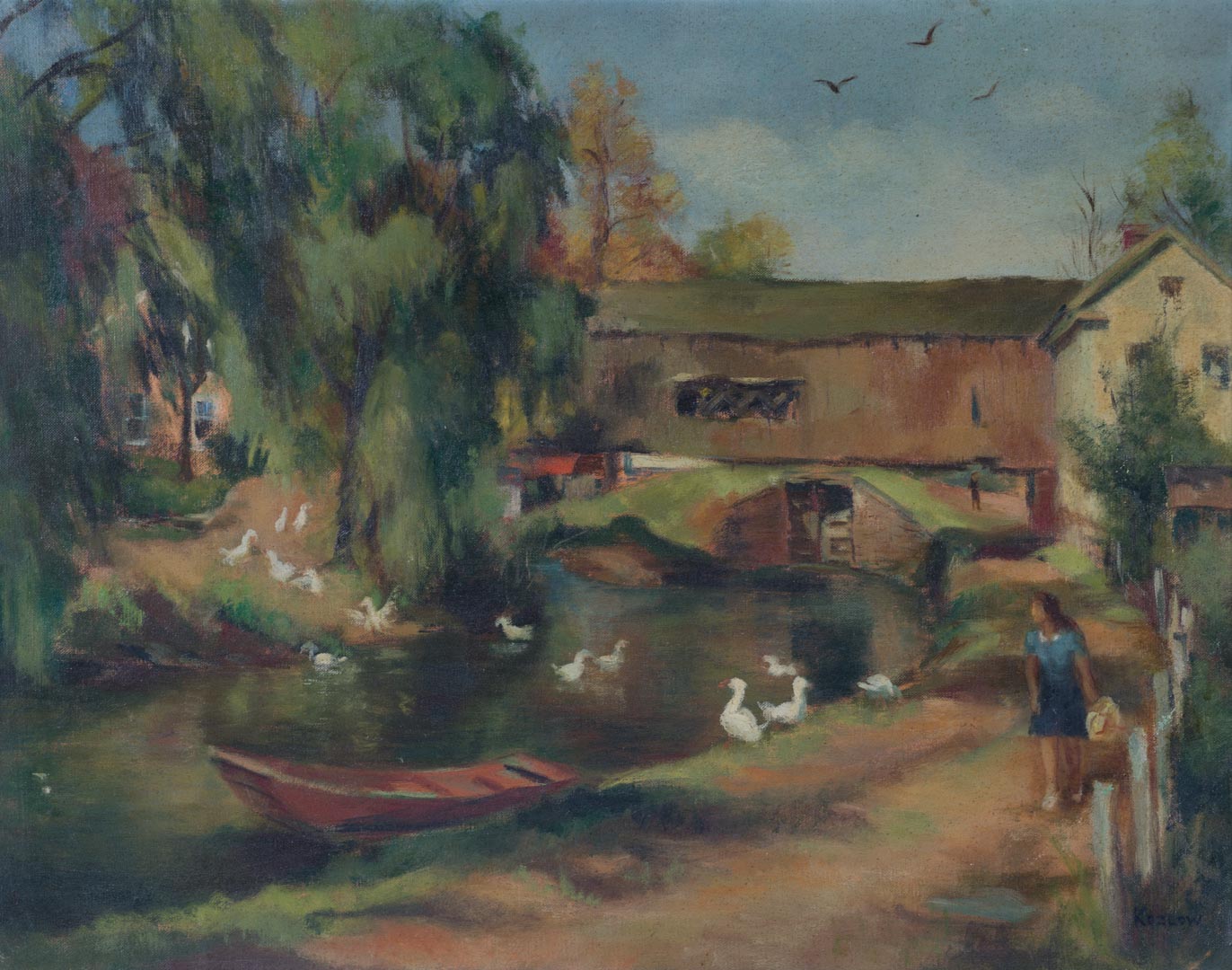 Appraisal: Sigmund Kozlow Along the Canal oil on canvas American -