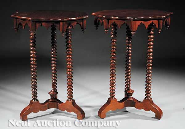 Appraisal: A Pair of American Gothic Carved Walnut and Mahogany Side