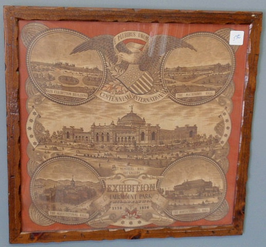 Appraisal: Framed printed on linen of the Philadelphia Centennial x