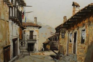 Appraisal: Antique Signed Italian Street Scene Antique Signed Italian Street Scene