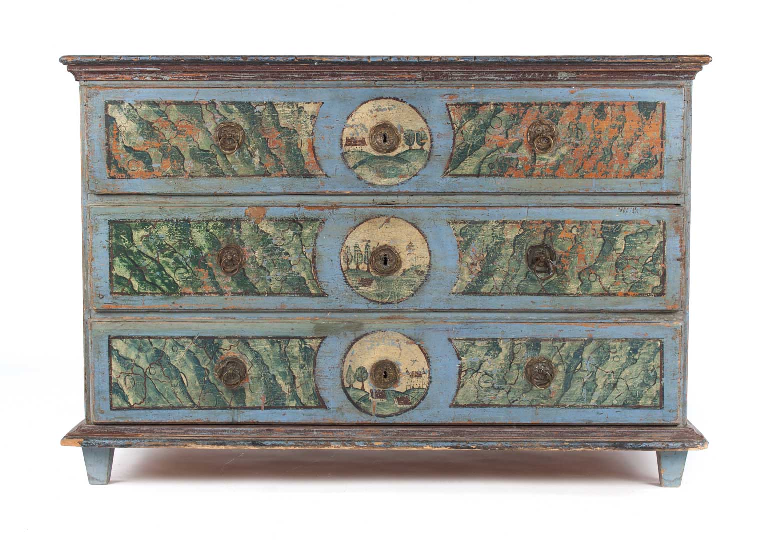 Appraisal: Scandinavian painted wood wedding chest th century flat top with