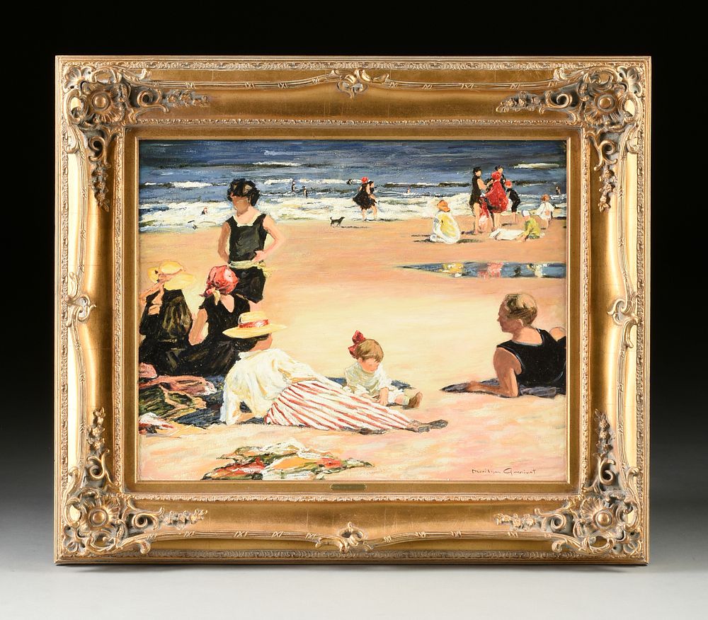 Appraisal: MARILYN GUERINOT American b A PAINTING Beach Goers MARILYN GUERINOT