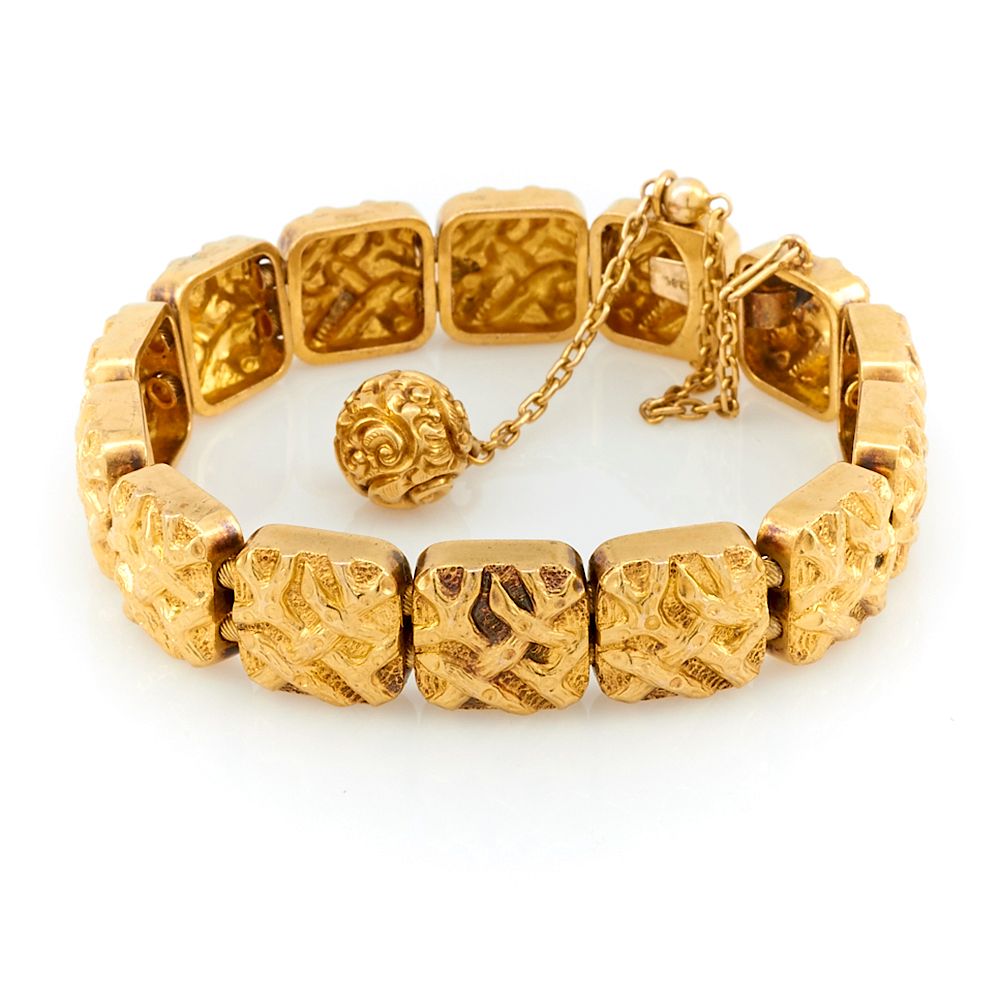 Appraisal: k Yellow gold Victorian nugget bracelet k Yellow gold Victorian