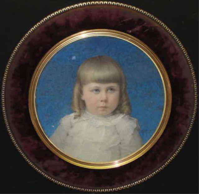 Appraisal: Pastel on Paper Portrait of Young Child in a Round