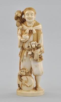 Appraisal: A Carved Ivory Figure of A Man with Three Wise