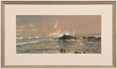 Appraisal: Edmund Darch Lewis coastal gouache Pennsylvania - waves crashing into