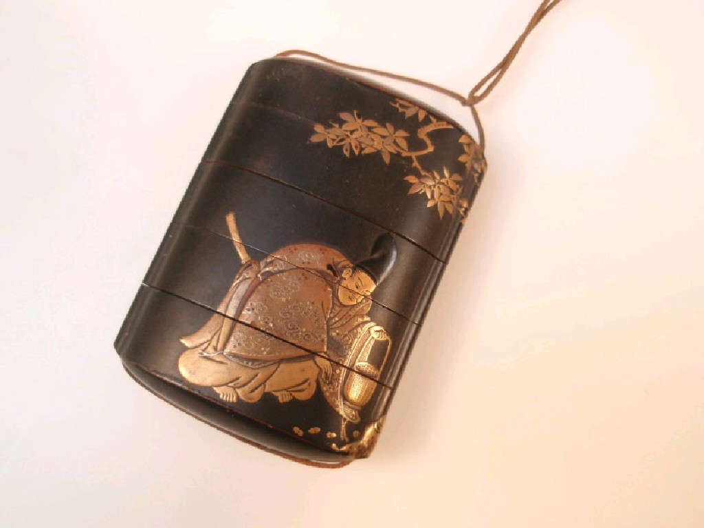 Appraisal: A late thC Japanese lacquered inro of five sections with