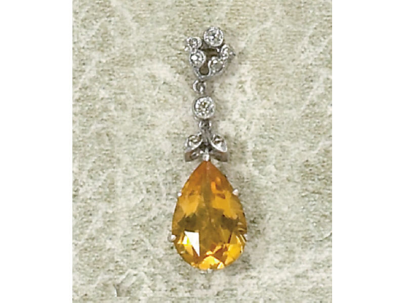 Appraisal: CITRINE PENDANT k white gold pendant with one dangling pear