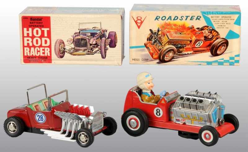 Appraisal: Lot of Tin Hot Rod Race Car Battery-Op Toys Description