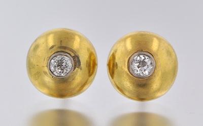 Appraisal: A Pair of k Gold and Diamond Dome Earrings k