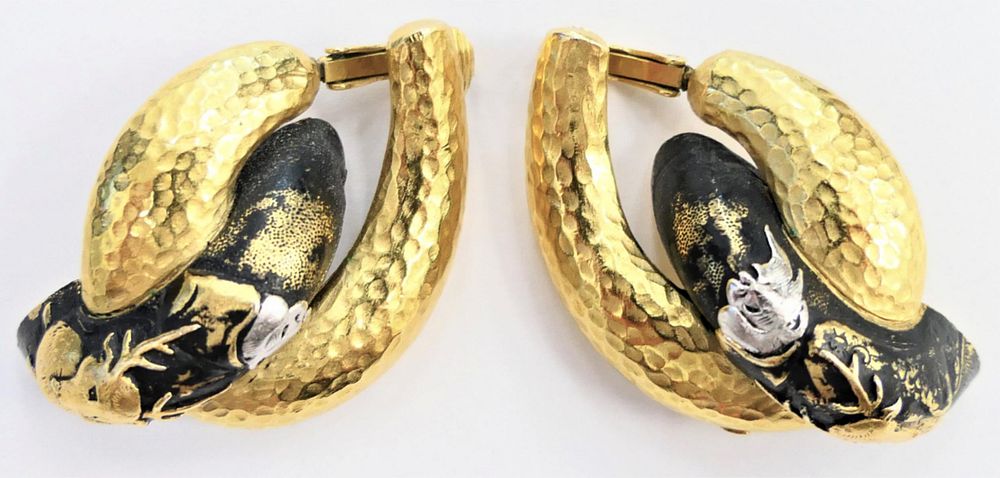 Appraisal: Pr VINTAGE CROWN TRIFARI DEER GNOME EARRINGS A pair of