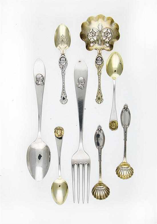 Appraisal: Unusual Whiting silver Mask pattern flatware circa comprising Washington bust