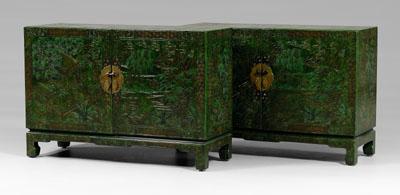 Appraisal: Pair Chinese style faux lacquer cabinets each with two hinged