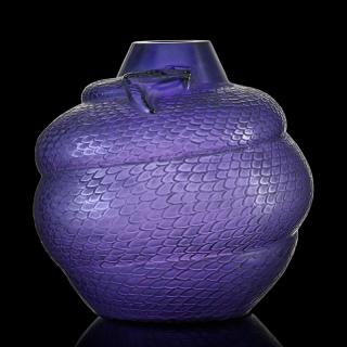 Appraisal: LALIQUE Serpent vase purple glass LALIQUE Serpent vase France des