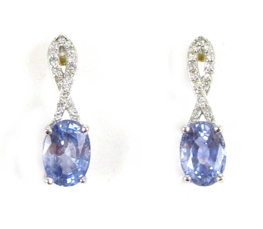 Appraisal: PAIR OF TANZANITE AND DIAMOND EARRINGS each k white gold