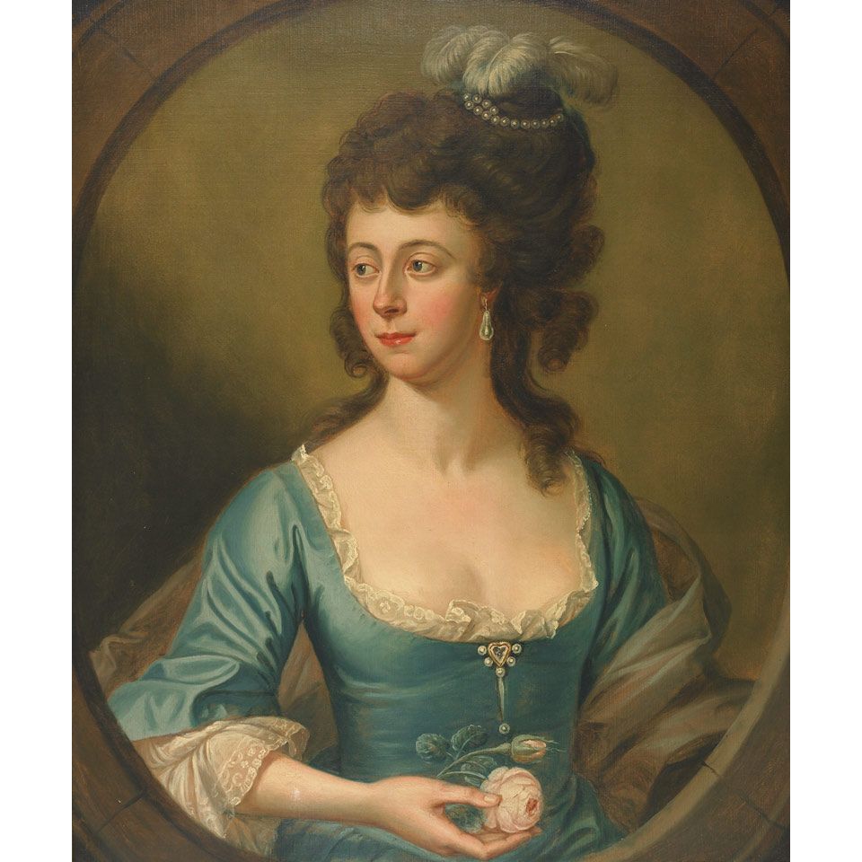 Appraisal: Circle of Angelika Kauffmann - Swiss British LADY WITH FEATHER