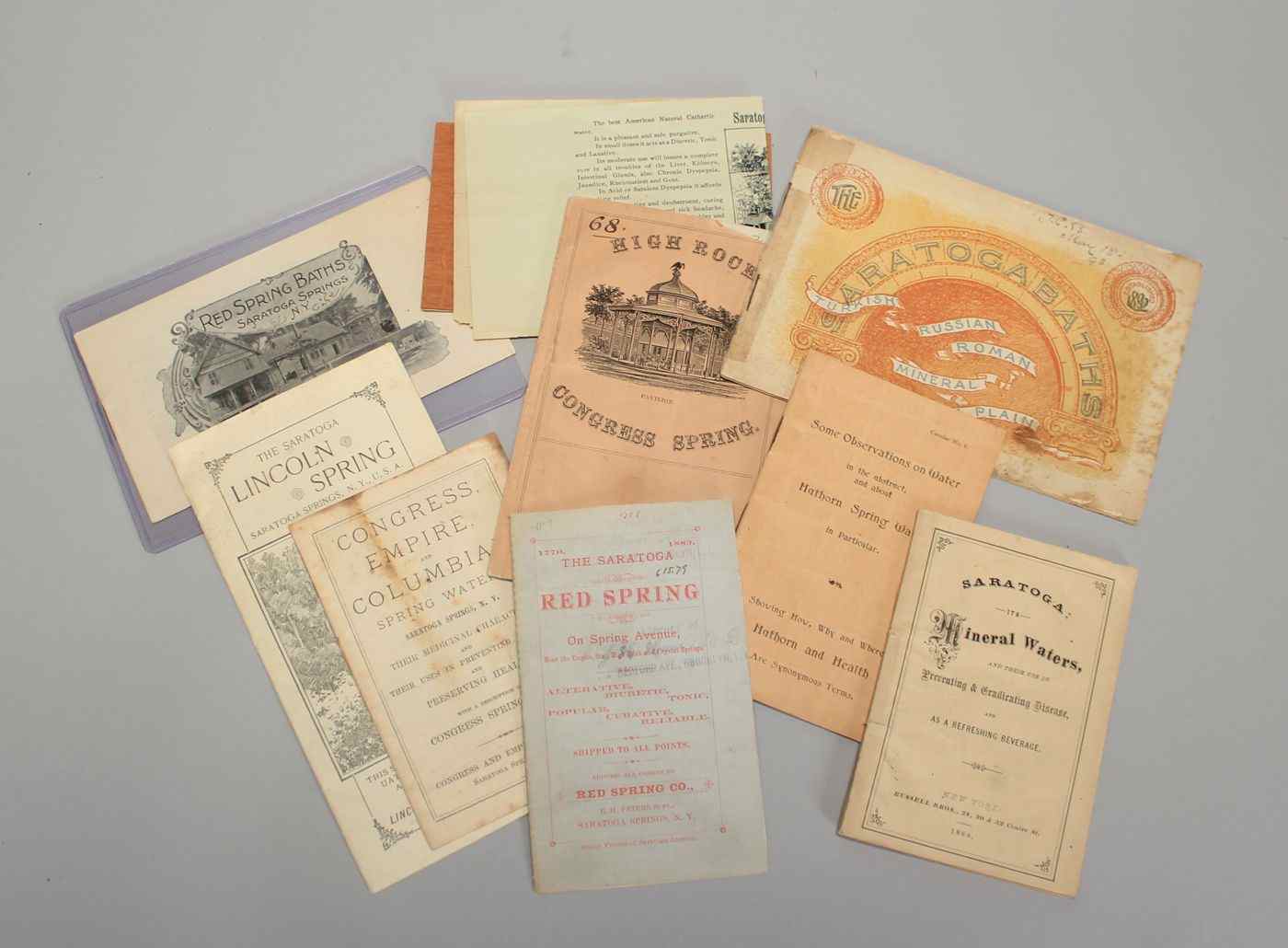 Appraisal: ELEVEN PAMPHLETS ETC Saratoga Lafayette Spouting Spring'' advertisement O McGuier