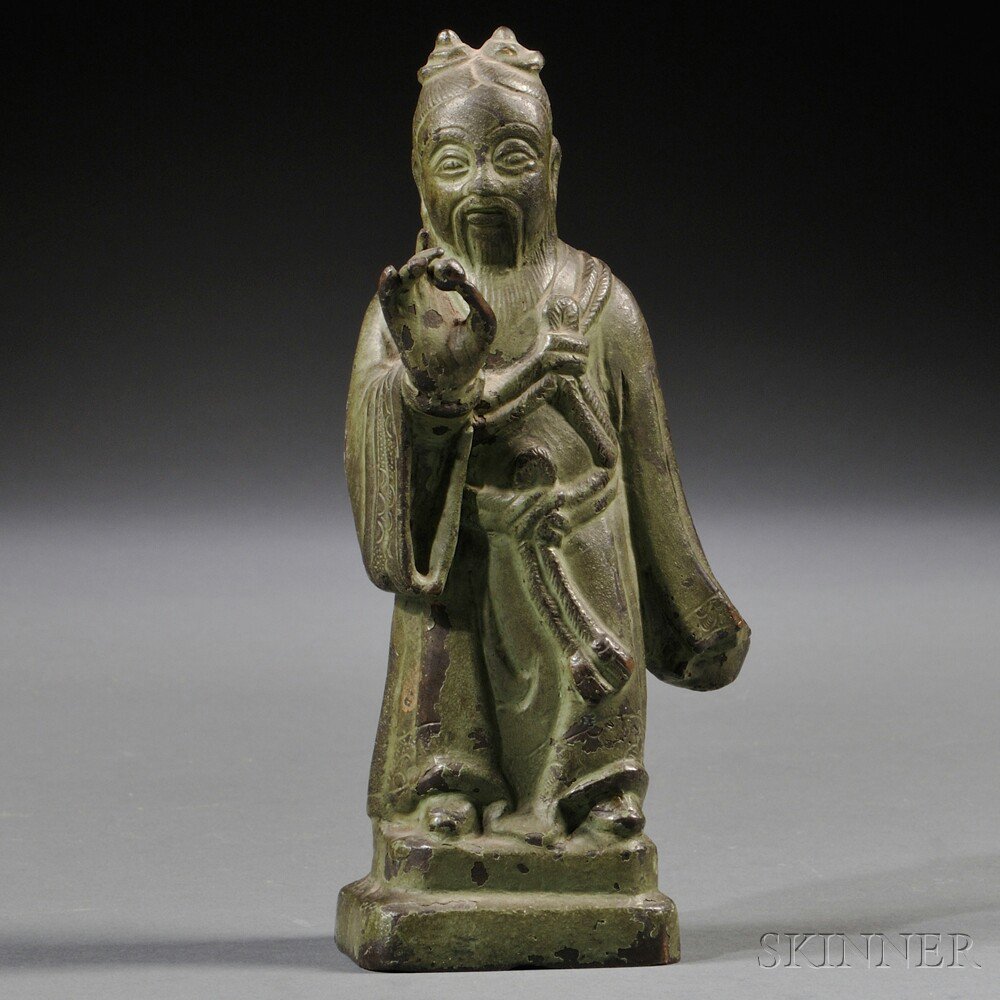 Appraisal: Iron Figure of a Man China depicted wearing long flowing