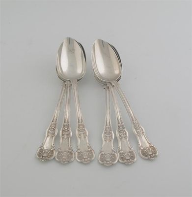 Appraisal: A set of six Victorian Scottish tablespoons Queens pattern single