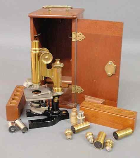 Appraisal: Mahogany cased microscope by Bausch Lomb Optical Co Rochester NY