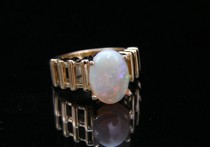 Appraisal: Australian Fire Opal Ring K yellow gold contemporary setting with