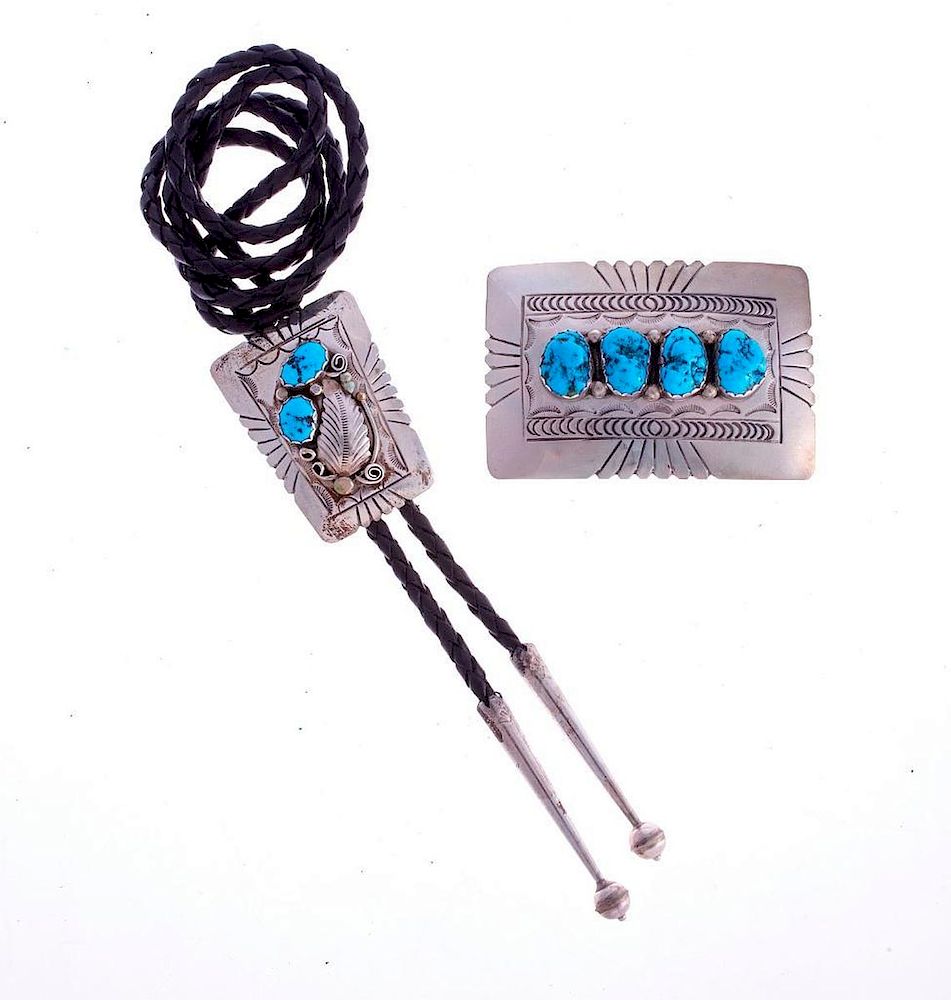 Appraisal: NAVAJO SET A Vintage Navajo set with bolo tie and