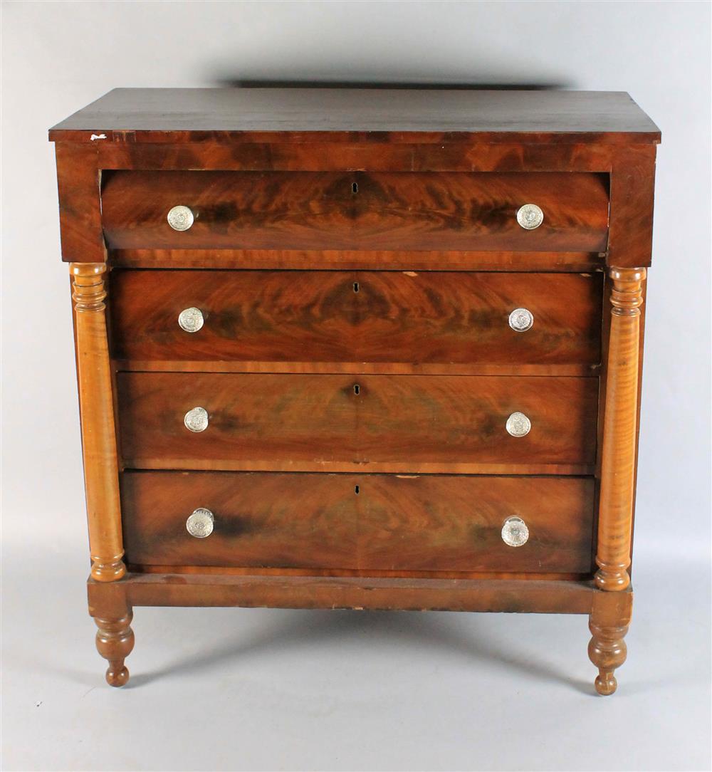 Appraisal: AMERICAN EMPIRE MAHOGANY AND CHERRY CHEST OF DRAWERS having a