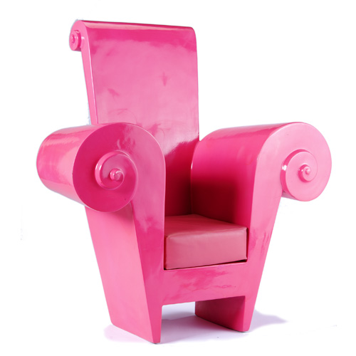 Appraisal: MODERN Armchair with hot pink enameled finish and pink vinyl