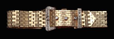 Appraisal: Gold and diamond bracelet watch kt yellow gold link style