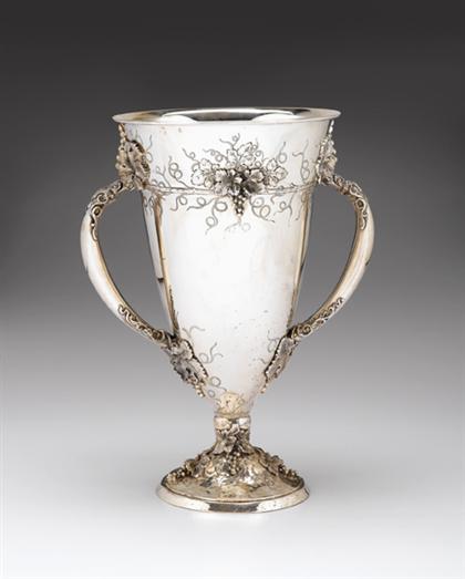 Appraisal: Dominick Haff sterling silver two-handled vase Of trophy form elaborately