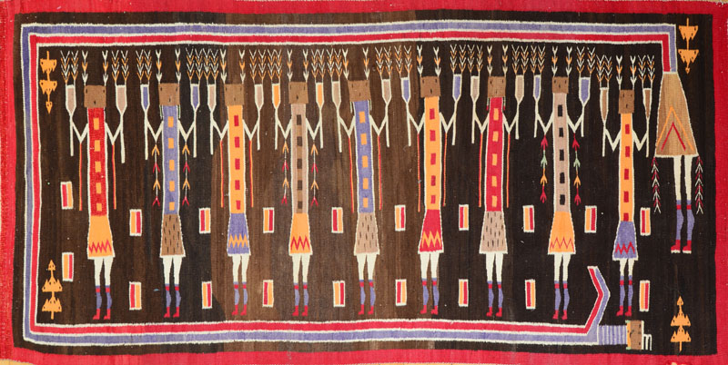 Appraisal: YEI FIGURAL NAVAJO RUG ft in x ft in The