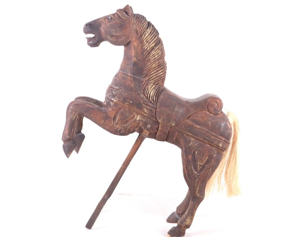 Appraisal: Primitive Hand Carved Carousel Horse In this lot is a