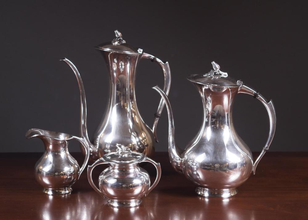 Appraisal: JAPANESE STERLING SILVER COFFEE AND TEA SET pieces in original