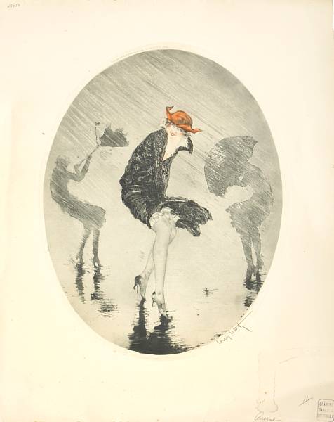 Appraisal: Louis Icart French - Rain H C amp I Etching