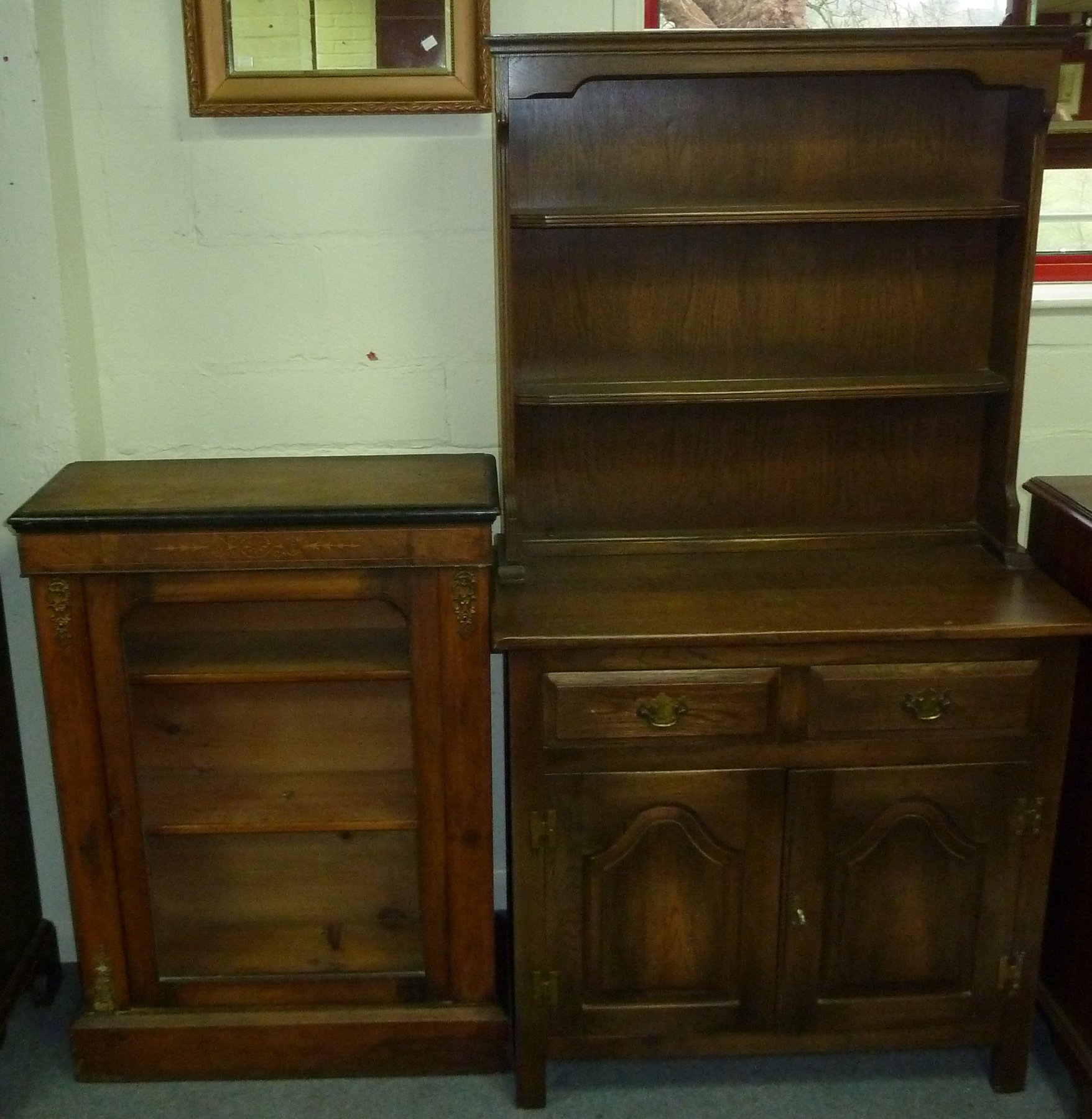 Appraisal: A Victorian walnut display cabinet with glass panelled door cm