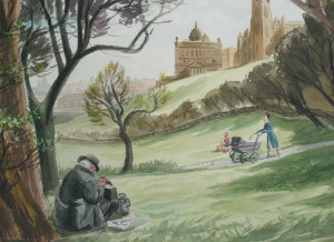 Appraisal: J Dunners th century- Figures in a parkland setting with