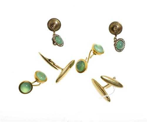 Appraisal: THREE PAIRS OF CUFFLINKS ca - Yellow gold and metal