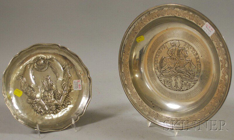 Appraisal: Two Pewter Dishes a German bowl with stylized foliate design