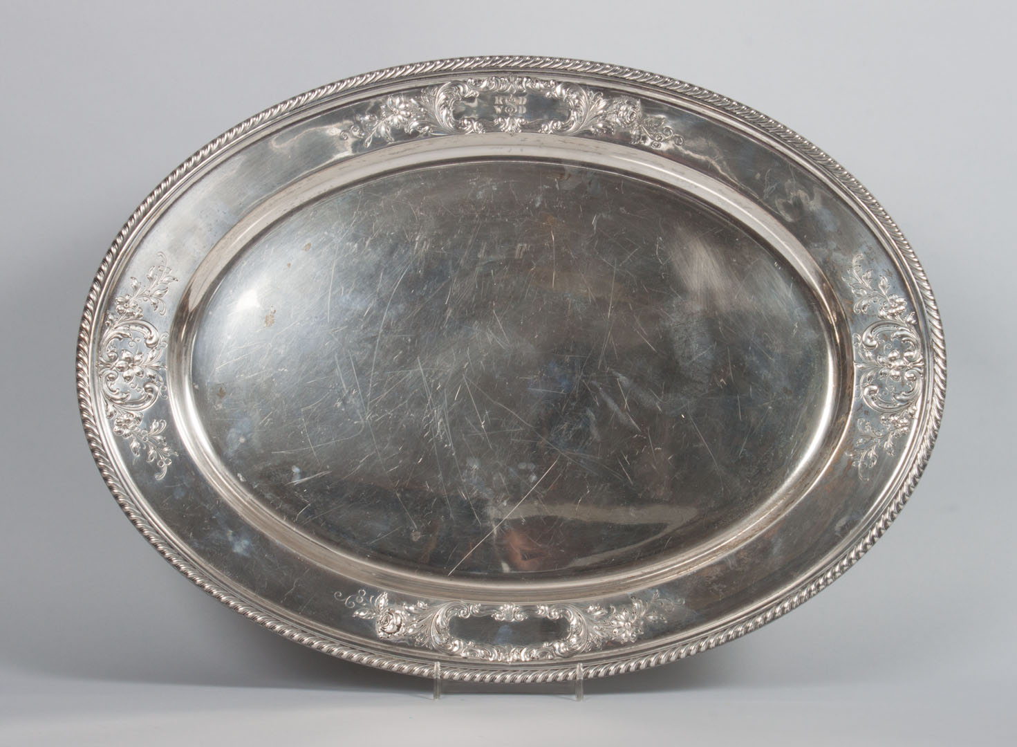 Appraisal: Gorham sterling silver oval tray with gadroon edge and shallow