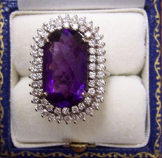 Appraisal: An amethyst and diamond ring the large oval amethyst set